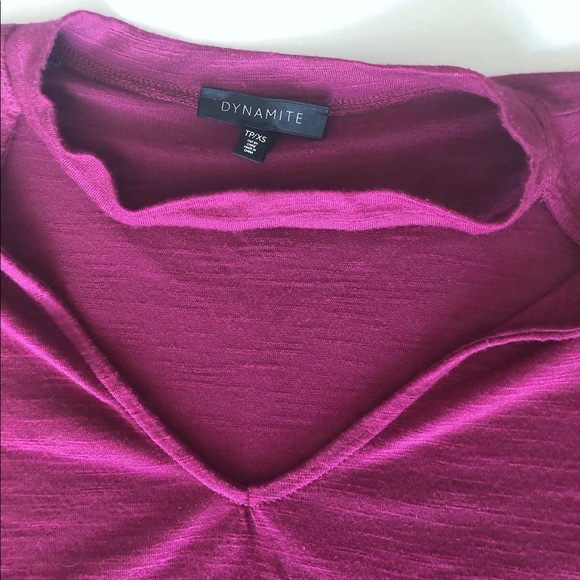 Dynamite purple tee with neck detail - Picture 3 of 3